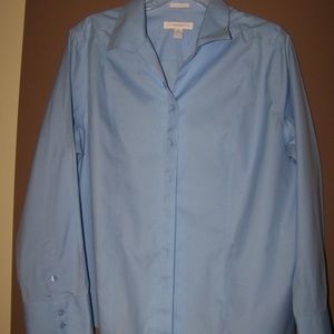 Chico's Long Sleeve Blue No-Iron Shirt, 3